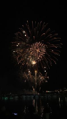 fireworks are lit up in the night sky