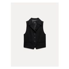 Sleeveless vest with V-neck lapel collar. Front false welt pockets. Front button closure. Vest Hitam, Waistcoat Woman, Cardigan Sweater Dress, Blouse Pants, Leather Shirt, Blazer Vest, Black Vest, Tshirt Skirt, Sweaters And Jeans