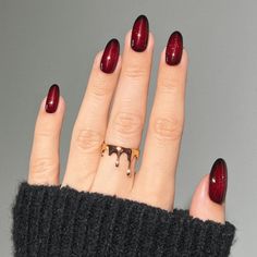 Vampire Nails, Drip Nails, Red Nail Designs, Burgundy Nails, Red Nail, Prom Nails, Chic Nails, French Manicure, Ombre Nails