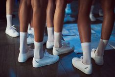 Models backstage at the Jacquemus spring/summer 2014 fashion presentation. Photo by Lea Colombo for Dazed Digital. Sleepy Jones, Models Backstage, Les Nereides, Socks Sneakers, Outdoor Voices, Blue Bloods, Fabulous Shoes, 영감을 주는 캐릭터, Shoes Uk