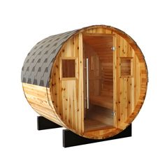 SunRay - 2-4 Person Aurora Traditional Barrel Sauna - Main Traditional Saunas, Barrel Sauna, Sauna Design, Sand Timers, Tempered Glass Door, Electric Heater, Backyard Retreat, Dome Lighting, The Aurora