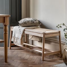 Bringing a modern contemporary edge to a traditional farmhouse look, this bench is perfect addition to any dining space. With a solid oak frame and a traditional style hand woven rope seat, this bench feels light and modern.    Width:1100mm   Depth:435mm   Height:450mm   Material:Beech / Rope Narrow Entryway Bench, Rope Bench, Dining Bench With Storage, Wooden Dining Bench, Modern Contemporary Dining, Wood Storage Bench, Farmhouse Look, Traditional Farmhouse