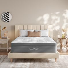 the sweet night mattress is on display in a bedroom