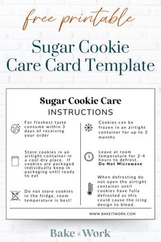 the sugar cookie card template is shown with instructions for how to make it and how to use