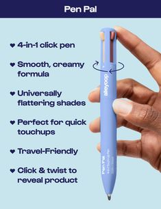 a person holding a pen in their hand with instructions on how to use the pen