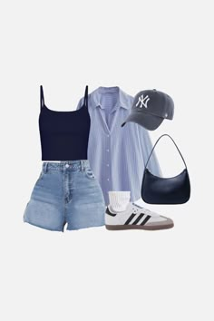 Click to shop and view this casual and easy spring and summer outfit idea, and click to view more spring 2024 outfit ideas like this. Cute Outfits Jeans Summer, 2024 Summer Aesthetic Outfits, Outfit For Six Flags, Casual Jean Summer Outfits, Vacation Outfit Layout, Ny Outfit Ideas, Hamptons Vacation Outfit, Summer Outfits Trendy 2024, Old Navy Summer 2024 Outfits