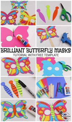 colorful butterfly masks with free templates to make them