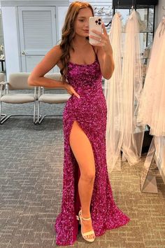 Fuchsia Sequins Mermaid Long Formal Dress – Modsele Sequin Prom Dresses Mermaid, Robe Fuchsia, Trumpet Prom Dress, Mermaid Sequin, Sequin Prom Dress, Sequin Evening Dresses, Party Kleidung, Sequin Prom Dresses, Mermaid Evening Dresses