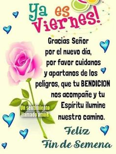 a pink rose with hearts on it and the words in spanish are also written below