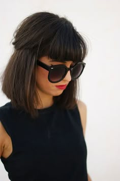 Hair Types With Bangs For Brief Hair - http://www.weddinex.com/hairstyle-tips/hair-types-with-bangs-for-brief-hair.html Natural Black Hair Color, Bob Hairstyles With Bangs, Short Hairstyle, Short Hair With Bangs, Medium Hair Cuts, Grunge Hair, Hair Day