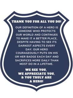 a police badge with the words thank you for all you do and an inscription on it