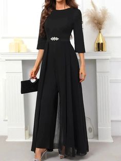 Elegant Straight Fit Women's Jumpsuit for All Seasons Jumpsuit Elegant Formal, Jump Suits, Women's Jumpsuit, Mother Of Bride Outfits, Sequin Evening Gowns, Stylish Jumpsuit, Color Crew, Fashion Tops Blouse, Designer Jumpsuits