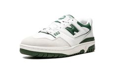 White/green leather/rubber 550 low-top sneakers from NEW BALANCE featuring logo patch to the side, logo print to the rear, perforated detailing, contrasting panel detail, round toe, front lace-up fastening, logo patch at the tongue, branded insole and rubber sole.  These styles are supplied by a premium sneaker marketplace.  Stocking only the most sought-after footwear, they source and curate some of the most hard to find sneakers from around the world. . New Balance 550 Shoes, New Balance 550 White Green, Green New Balance, New Balance 550 White, Meds For Dogs, Balance 550, Yeezy 500, Green Color Schemes, Popular Sneakers