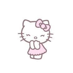 a hello kitty wallpaper with a pink dress and bow on it's head