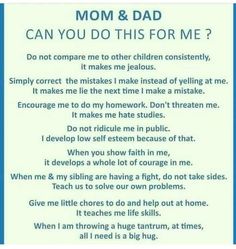 a poem that says mom and dad can you do this for me? with an image of