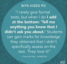 a quote from teacher ms johnson on testimonalizing students to be able to study