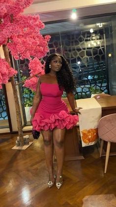 outfit women Prom Dress With Ruffles, Hot Pink Cocktail Dress, Dress Short Prom, Cocktail Dress Short, Homecoming Dress Short, Mermaid Prom Dresses Lace, Strapless Cocktail Dress