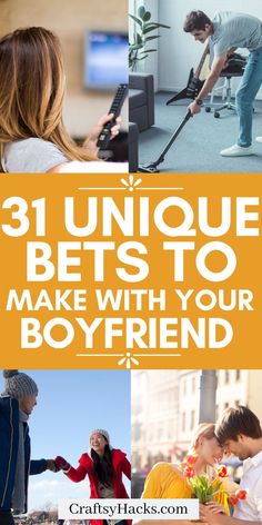 the words 31 unique pets to make with your boyfriend are shown in this collage