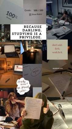 a collage of photos with text that reads because daring, studying is a pril