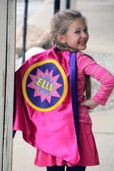 Introducing our NEW POW DESIGN Personalized Superhero Cape, customized with the name of your choice! Choose from 4 fun options. Perfect for a one of a kind customized gift for both boys and girls, as well as superhero parties! YOU CHOOSE: Cape Color Combination: PINK outside/PURPLE underside PURPLE outside/PINK underside RED outside/TURQUOISE underside TURQUOISE outside/RED underside Design Colors: Pink/Purple/Yellow Burst Design Personalized (as with pink/purple cape) Red/Turquoise/Yellow Burst Boys Cape, Super Hero Capes For Kids, Purple Cape, Superhero Cape, Capes For Kids, Superhero Capes, Knit Shrug, Full Name, Superhero Party