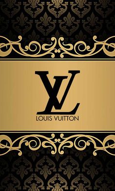 the louis vuitton logo on a black and gold background