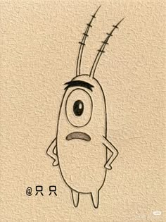 a drawing of a cartoon character with big eyes