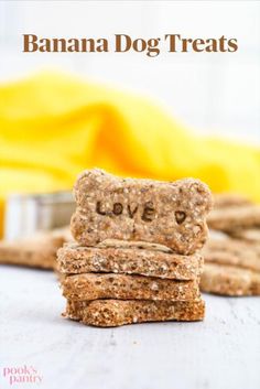 three crackers stacked on top of each other with the word love written on them