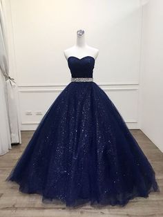 Blue Ball Gown, 파티 드레스, Chique Outfits, Blue Dress Formal, Blue Ball, Blue Evening Dresses, Blue Tulle, Long Evening Gowns, Custom Size Dresses