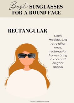 Wondering how to find the best sunglasses for a round face? In this thorough guide, you'll figure out what exactly to get that flatters your face shape and makes you feel confident!  best sunglasses for round face Dark Sunglasses, Rectangular Sunglasses