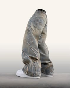 Street Retro Raw Edge Embroidery Baggy Jeans for Men Fashion Hip Hop P – gotmes-shop Edge Embroidery, Baggy Jeans For Women, Wide Leg Pants Outfit, Embroidery Denim, Hip Hop Jeans, Leg Pants Outfit, Pants Y2k, Streetwear Jeans, Y2k Men