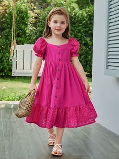 Long Frocks For Girls, Frock Designs For Girl, Cotton Frocks For Kids, Frocks For Kids, Simple Frock Design, Kids Dress Collection, Shein Kids, Kids Frocks Design