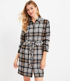 Women's Dresses | Loft Long Sleeve Belted Cuffs Shirt Dress For Fall, Shirt Dress With Placket And Spread Collar For Fall, Collared Shirt Dress With Belted Cuffs For Fall, Fall Collared Shirt Dress With Belted Cuffs, Fall Shirt Dress With Placket For Daywear, Fall Button-up Shirt Dress With Belted Cuffs, Fall Button-up Shirt Dress With Roll-up Sleeves, Fall Office Shirt Dress With Belted Cuffs, Casual Collared Shirt Dress With Tie Fastening