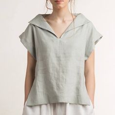 Casual Flax Tops For Spring, Flax Cotton Relaxed Fit Blouse, Flax Cotton Blouse With Relaxed Fit, Relaxed Fit Cotton Blouse In Beige, Summer Linen Blouse In Flax Color, Casual Flax Blouse For Summer, Casual Ramie Top For Spring, Summer Ramie Blouse, Chic Linen Tops With Relaxed Fit