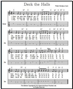 sheet music with the words deck the hills written in black and white, on top of it