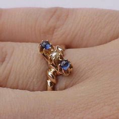 From 1800s. Size 5 1/2. Tested 12k.(Tested With Mizar M24 Tester ). Weight 2gr. 2-3mm Genuine Blue Sapphire &1-3mm Pearl. Victorian Sapphire Jewelry In Gold, Victorian Sapphire Gemstone Jewelry, Pearl Ring, Blue Gold, Womens Jewelry Rings, Blue Sapphire, Sapphire, Women Jewelry, Blue