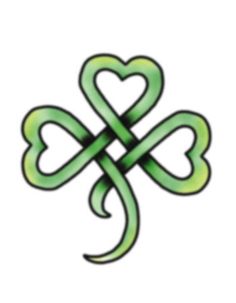 an celtic symbol with hearts in the center and two intertwineds on each side