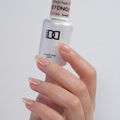 DND Products presents, Soak Off Gel Polish, luminous nail color that applies faster, feels thinner, and lasts longer than any other gel available! Forget base coats, bond-aids, and primers. DND delivers a fast two-step professional system that is unique from any other on the market. Fused with essential vitamins, DND™ makes nails stronger, healthier, as well as stunning for weeks! Sheer Gel Nails, Dnd Polish, Nail Color Swatches, Dnd Gel Nail Polish, Sheer Polish, Mani Pedi Ideas, Naild It