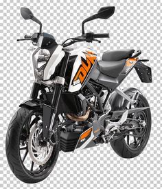 an orange and white motorcycle is shown on a checkered background, with black accents