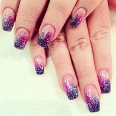 Mermaid blue and purple glitter gel nails Pink And Purple Glitter Nails, Pink And Blue Ombre Nails Glitter, Purple Glitter Dip Nails, Blue And Purple Glitter Nails, Pink And Purple Sparkle Nails, Purple Glitter Nails, Nails For Kids