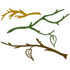 a branch with leaves and buddings is shown on a white background in the form of a drawing