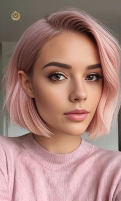 Lavender And Blonde Hair, Short Pink Hair, Pink Haircut, Pink Short Hair, Ballet Hair, Pastel Pink Hair Color, Hair Refresh, Pink Bob