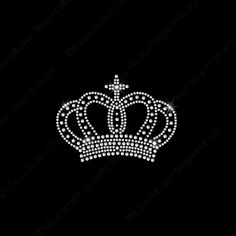 a tiara with diamonds on it in the middle of a black background and text that reads