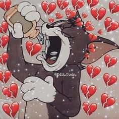 an image of a cartoon character with hearts coming out of his mouth and the caption that says, i love you