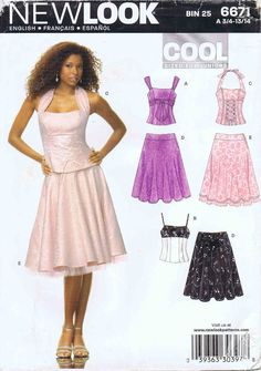 New Look 6671 Sewing Pattern - Juniors' Tops and Skirts Size: 3/4 - 5/6 - 7/8 - 10/12 - 13/14 Bust: 28 - 29 - 30 1/2 - 32 - 33 1/2 - 35 Waist: 22 - 23 - 24 - 25 - 26 - 27 Hip: 31 - 32 - 33 1/2 - 35 - 36 1/2 - 38 Copyright: 2007 Pattern is: Uncut, factory folded Envelope condition: Good NOTE: This is the original pattern, not a PDF or a reproduction. Not your size....Here is a link that shows you to resize a pattern... http://sensibility.com/blog/tips/how-to-resize-a-pattern/ Feel free to check o New Look Patterns, Top Corset, Contrast Top, Formal Skirt, Sewing Pattern Sizes, Fitted Bodice