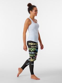 "Word art design, synonyms for word beautiful." Leggings by Stepanova | Redbubble Meditation Room Decor, Home Gym Decor