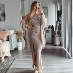 - Brand New Without Tags - Size S Beige Midi Dress For Fall Evening, Beige Midi Dress For Fall Date Night, Beige Midi Dress For Date Night In Fall, Beige Fall Midi Dress For Date Night, Beige Evening Dress For Winter, Beige Maxi Dress For Date Night In Fall, Fall Date Night Beige Maxi Dress, Elegant Neutral Midi Dress By Zara, Sleeveless Beige Maxi Dress For Fall