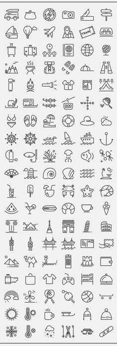 a large set of icons and symbols for different types of items in the form of letters