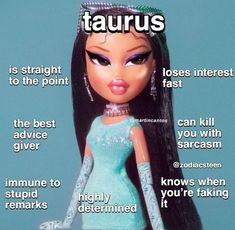 a magazine cover with an image of a doll in blue dress and text that reads, taurus is straight to the point