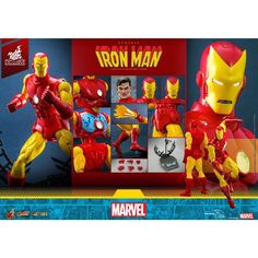 the iron man action figure is shown in front of an advertisement for toys r us