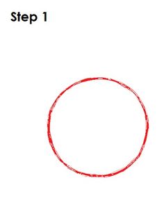 a drawing of a circle with the words step 1 written in red ink on it